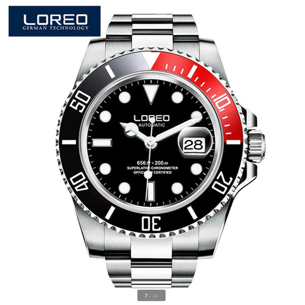 2019 Men Watches LOREO Sport Waterproof 200M Watch Relogio Masculino Men's Clock Automatic Mechanical Military Army clock