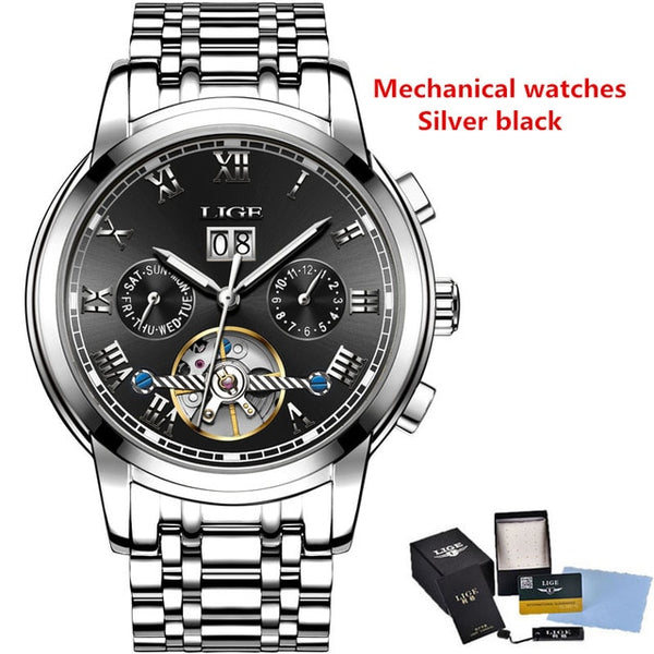 Mens Watches Top Brand LIGE Fashion Luxury Business Automatic Mechanical Men Military Steel Waterproof Clock Relogio Masculino