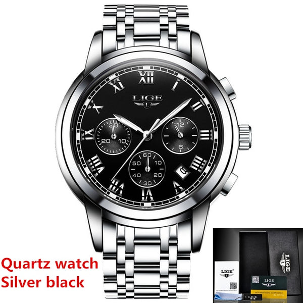 Mens Watches Top Brand LIGE Fashion Luxury Business Automatic Mechanical Men Military Steel Waterproof Clock Relogio Masculino