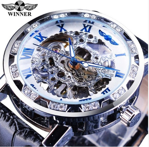 WINNER men's luxury mechanical hollow watch belt business wear watch