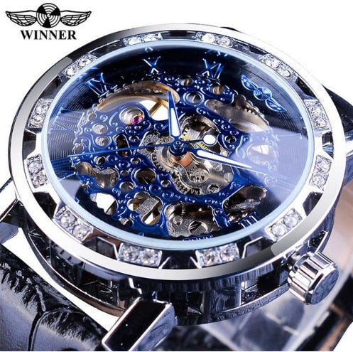 WINNER men's luxury mechanical hollow watch belt business wear watch