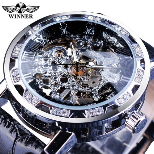 WINNER men's luxury mechanical hollow watch belt business wear watch