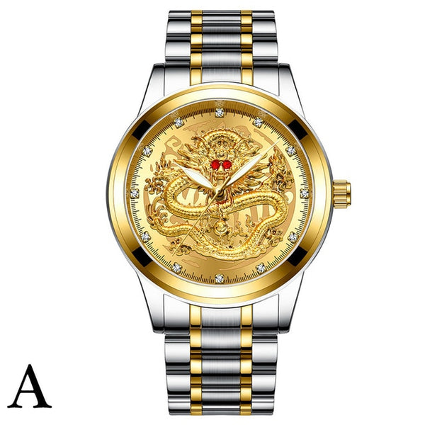 FNGEEN Top Brand Luxury Gold Men Mechanical Watch 3D CNC Life Waterproof Dragon Face Full Solid Watches Wristwatch Dropshipping