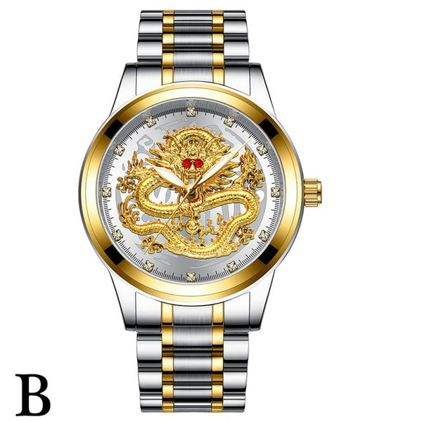 FNGEEN Top Brand Luxury Gold Men Mechanical Watch 3D CNC Life Waterproof Dragon Face Full Solid Watches Wristwatch Dropshipping