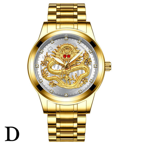 FNGEEN Top Brand Luxury Gold Men Mechanical Watch 3D CNC Life Waterproof Dragon Face Full Solid Watches Wristwatch Dropshipping