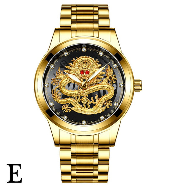 FNGEEN Top Brand Luxury Gold Men Mechanical Watch 3D CNC Life Waterproof Dragon Face Full Solid Watches Wristwatch Dropshipping