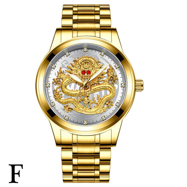 FNGEEN Top Brand Luxury Gold Men Mechanical Watch 3D CNC Life Waterproof Dragon Face Full Solid Watches Wristwatch Dropshipping