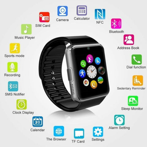 Digital LCD Watch Card Bluetooth 3.0 GT08 Wear Watch Multi-Language Health Monitoring Sports Wristband for Android phone only