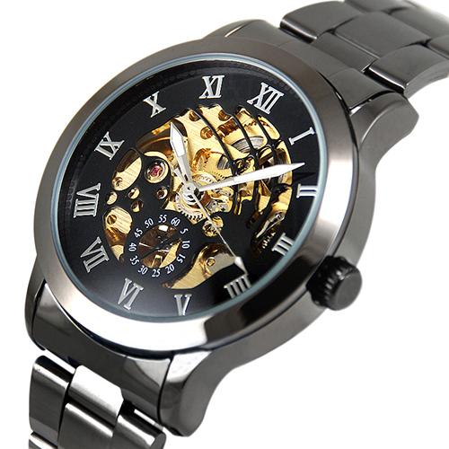 2019 Luxury Men's Roman Numerals Tungsten Steel Mechanical Skeleton Wrist Watch hot Relojes Men Mechanical Watch Men Watch Gift