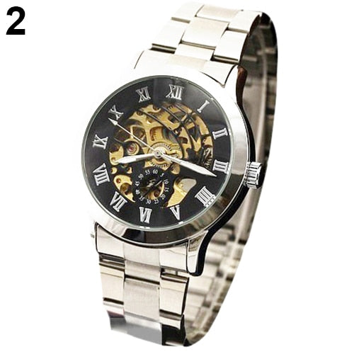 2019 Luxury Men's Roman Numerals Tungsten Steel Mechanical Skeleton Wrist Watch hot Relojes Men Mechanical Watch Men Watch Gift