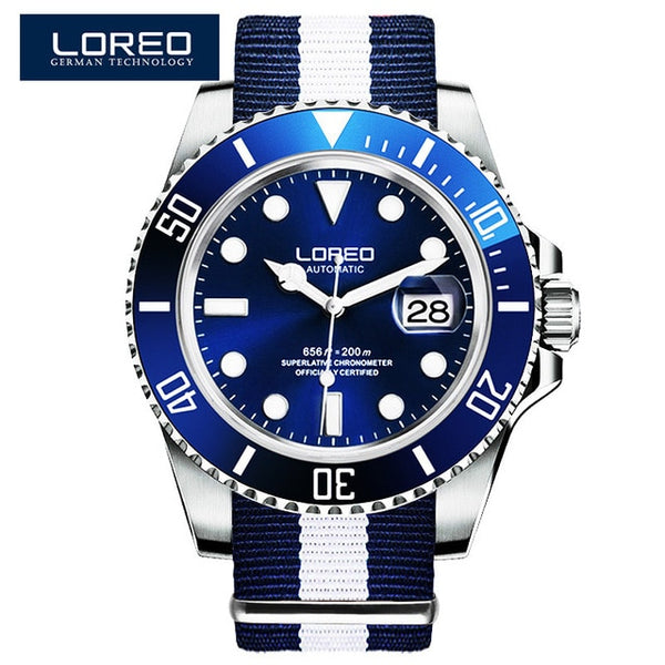 2019 Men Watches LOREO Sport Waterproof 200M Watch Relogio Masculino Men's Clock Automatic Mechanical Military Army clock